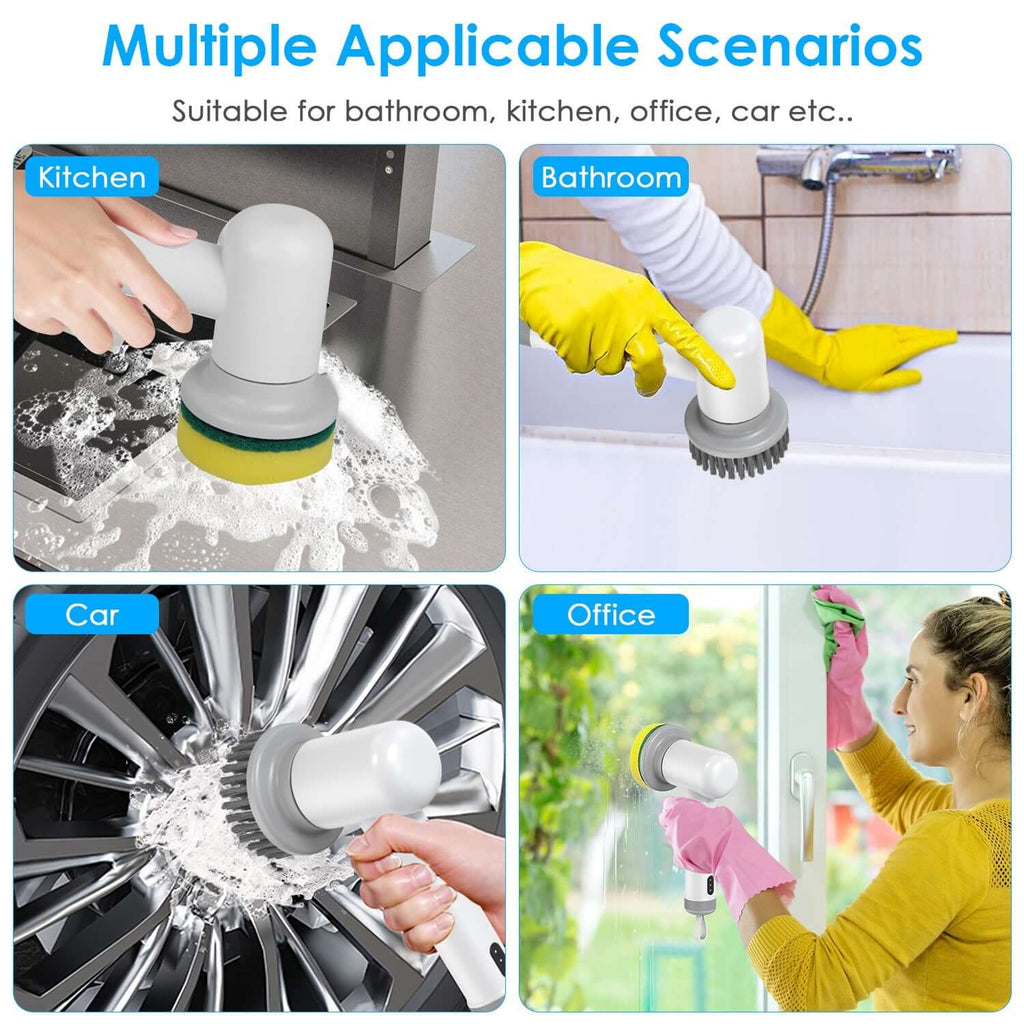 1Set Electric Handheld Spin Scrubber Cordless Cleaning Brush With 2 Rotating Speeds 3 Cleaning Brushes Rechargeable Shower Scrubber For Kitchen Dish Bathtub Sink Tile - The Oasnin