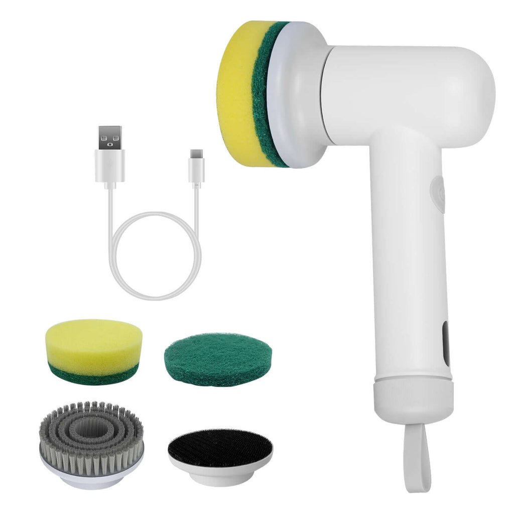 1Set Electric Handheld Spin Scrubber Cordless Cleaning Brush With 2 Rotating Speeds 3 Cleaning Brushes Rechargeable Shower Scrubber For Kitchen Dish Bathtub Sink Tile - The Oasnin