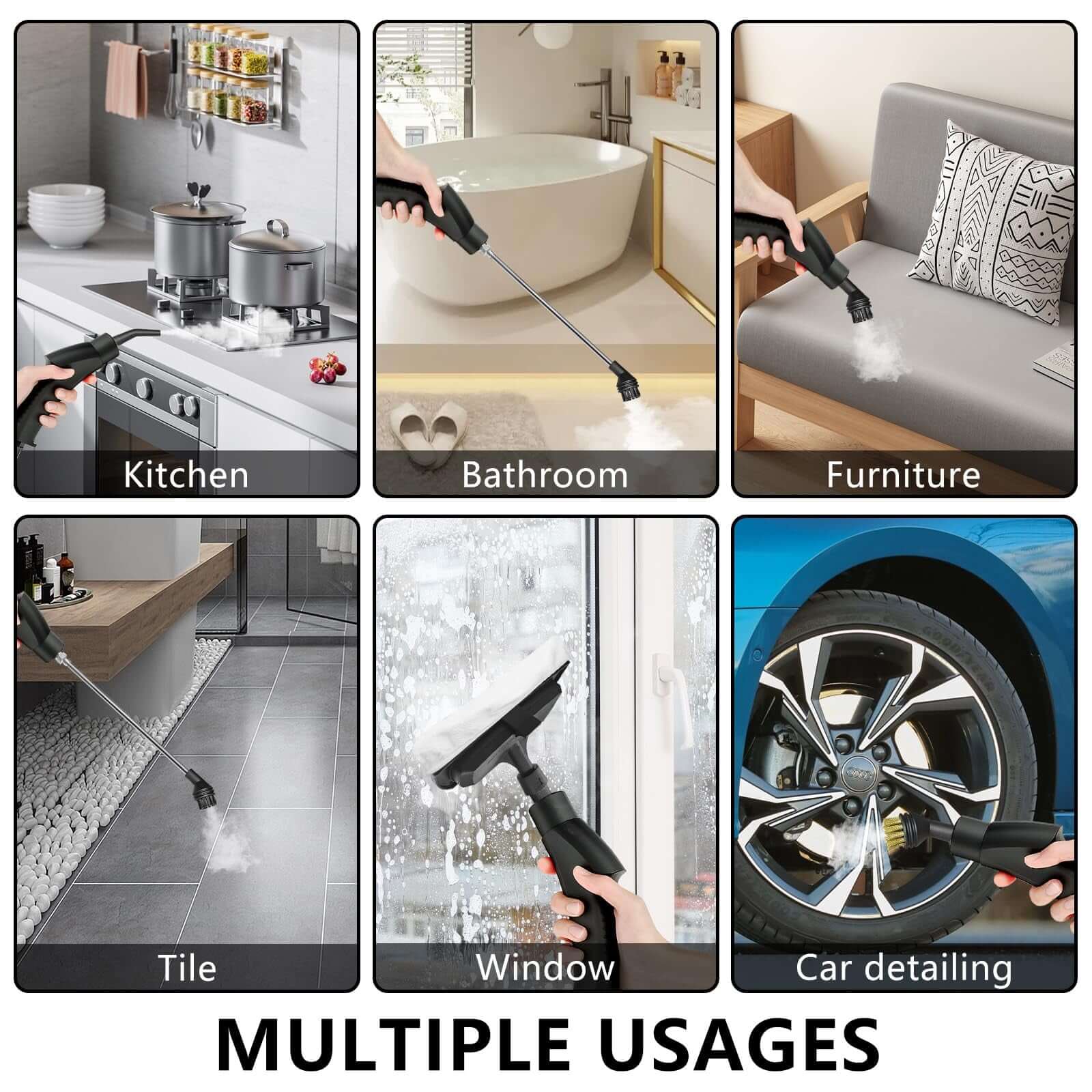 Handheld Steam Cleaner, Steamer For Cleaning, 2500W Pressurized Steam Cleaner With 1.2L Water Tank And 12 Attachments, Portable Steamer Cleaner For Home Car Kitchen Bathroom Furniture Tile Grout - The Oasnin