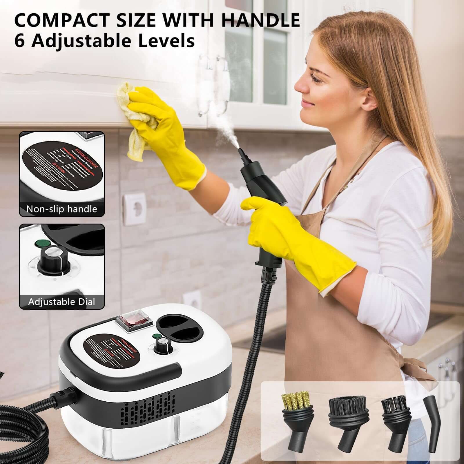 Handheld Steam Cleaner, Steamer For Cleaning, 2500W Pressurized Steam Cleaner With 1.2L Water Tank And 12 Attachments, Portable Steamer Cleaner For Home Car Kitchen Bathroom Furniture Tile Grout - The Oasnin