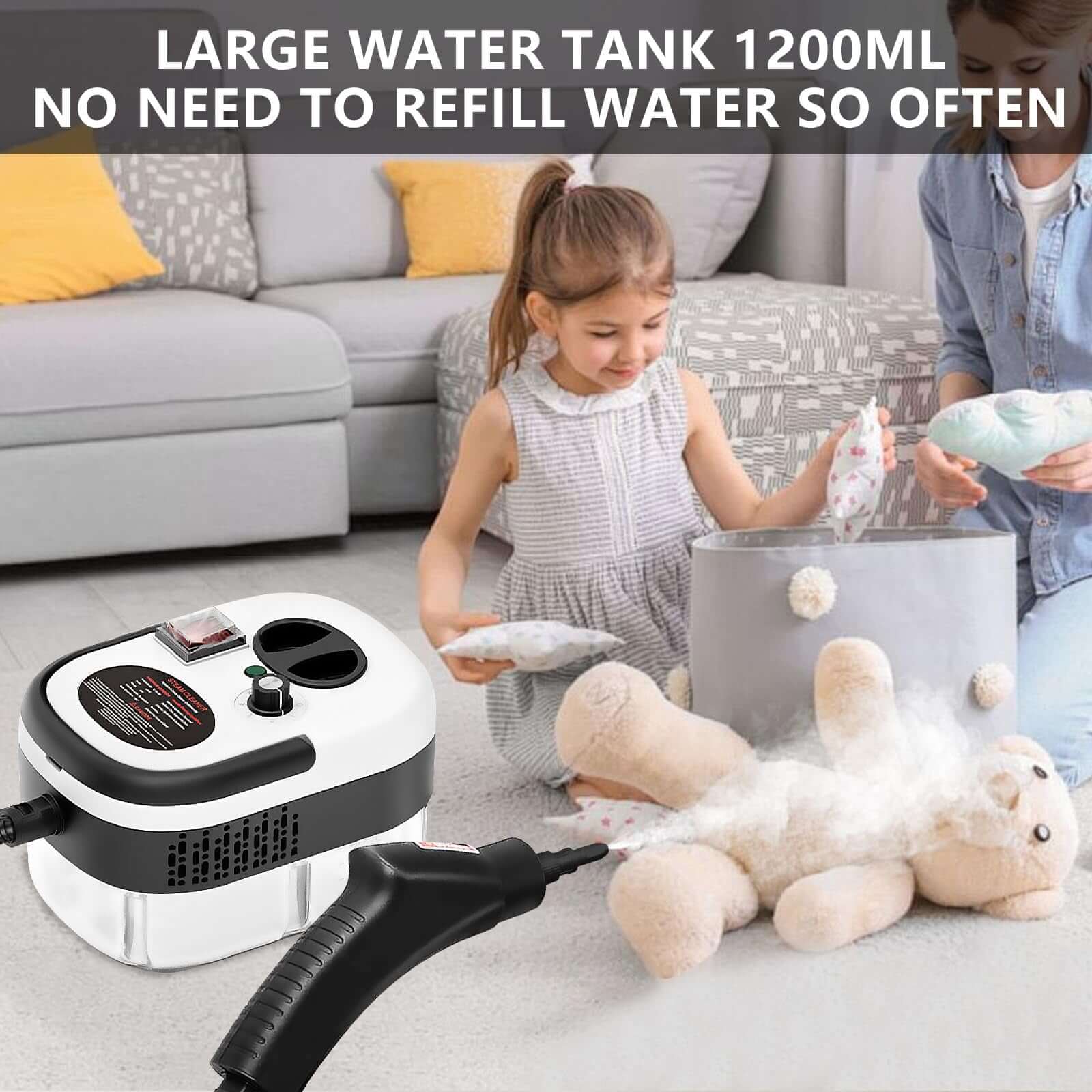 Handheld Steam Cleaner, Steamer For Cleaning, 2500W Pressurized Steam Cleaner With 1.2L Water Tank And 12 Attachments, Portable Steamer Cleaner For Home Car Kitchen Bathroom Furniture Tile Grout - The Oasnin