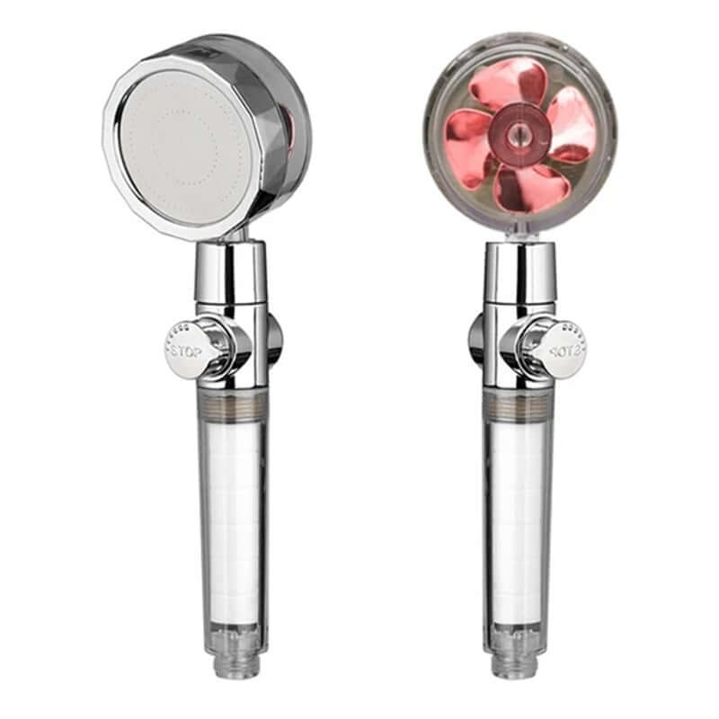 New Turbo Propeller Shower Head Water Saving High Preassure Flow 360 Degrees With Fan Extension Showerhead Rainfall With Holder - The Oasnin