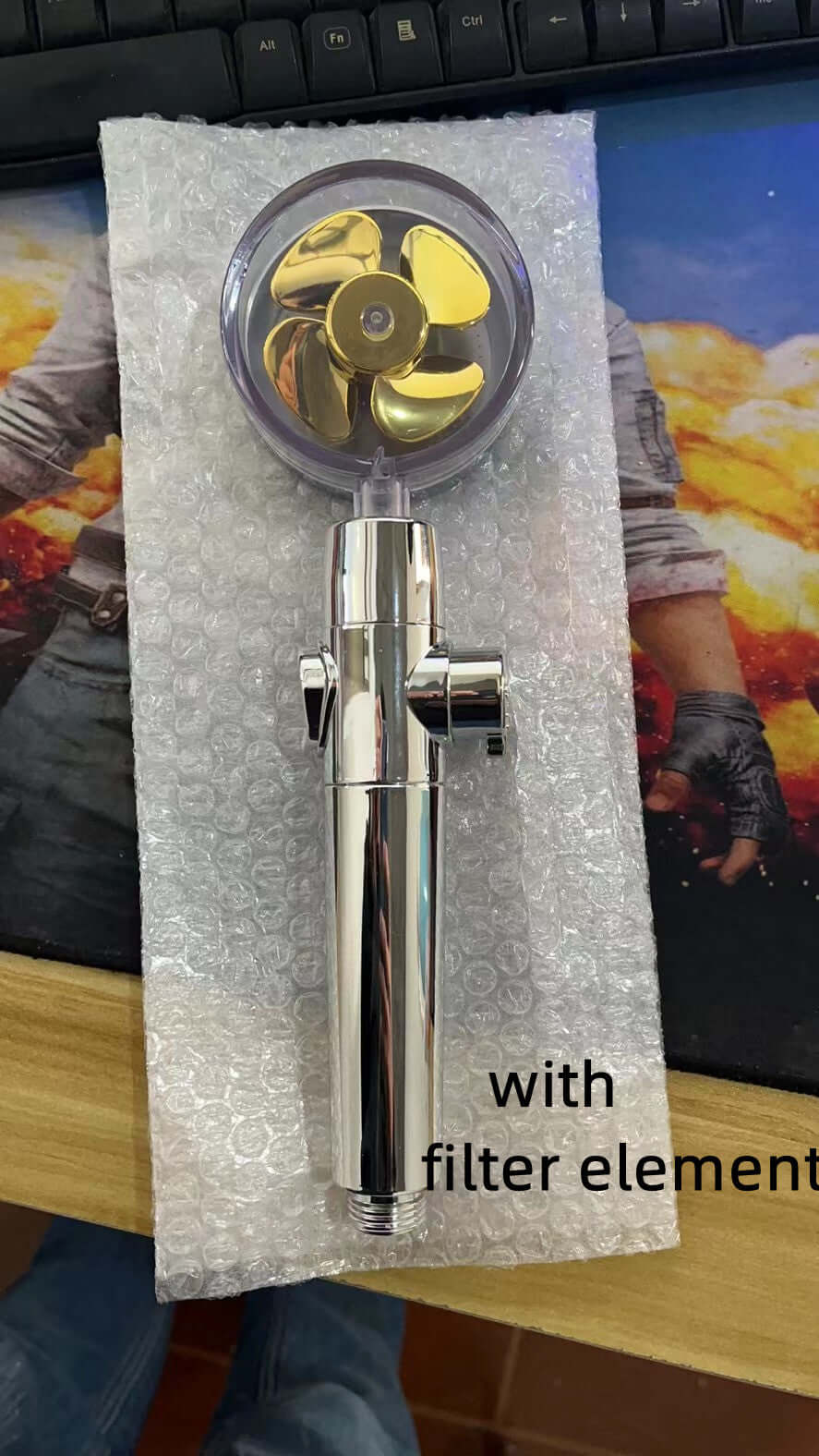 New Turbo Propeller Shower Head Water Saving High Preassure Flow 360 Degrees With Fan Extension Showerhead Rainfall With Holder - The Oasnin