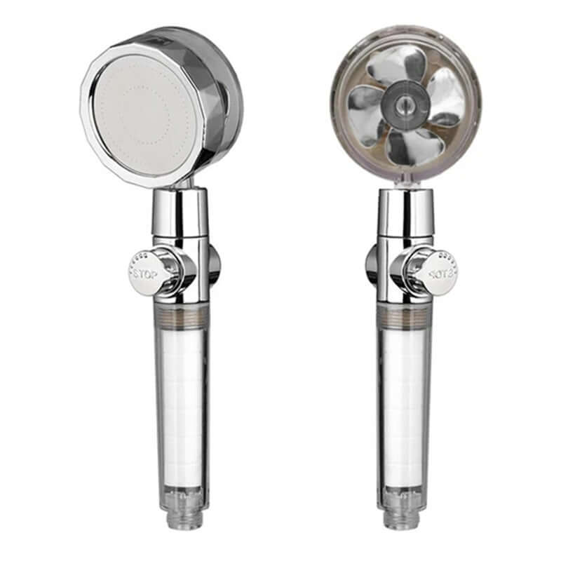 New Turbo Propeller Shower Head Water Saving High Preassure Flow 360 Degrees With Fan Extension Showerhead Rainfall With Holder - The Oasnin