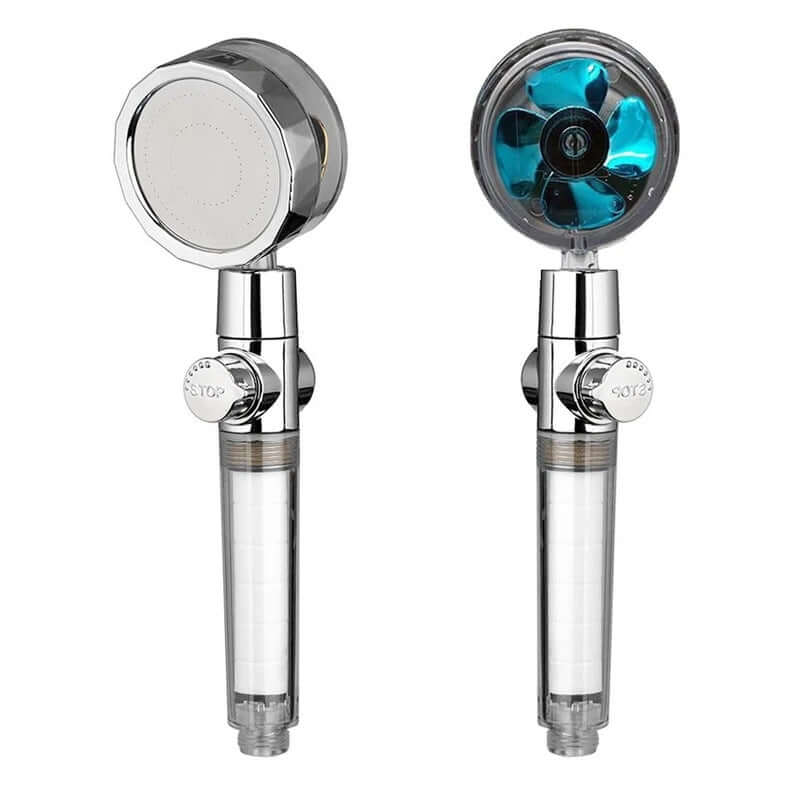 New Turbo Propeller Shower Head Water Saving High Preassure Flow 360 Degrees With Fan Extension Showerhead Rainfall With Holder - The Oasnin