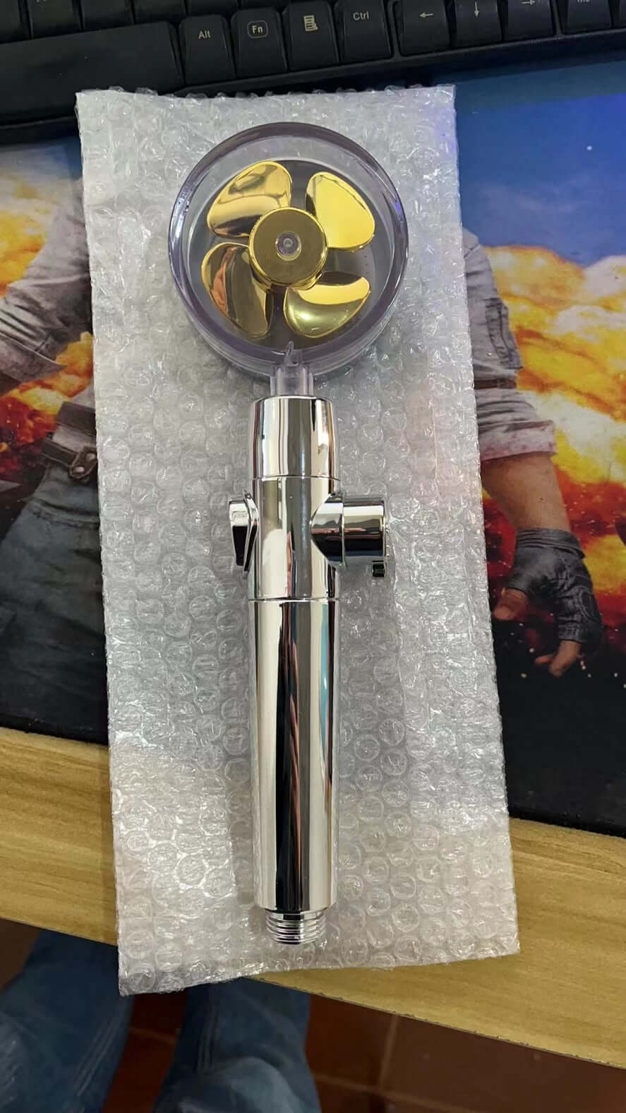 New Turbo Propeller Shower Head Water Saving High Preassure Flow 360 Degrees With Fan Extension Showerhead Rainfall With Holder - The Oasnin